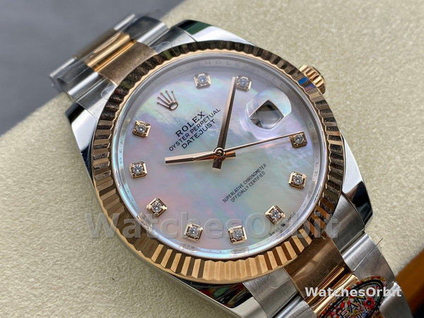 Rolex Datejust 41mm Steel and Yellow Gold 126333 0017 White Mop Diamond Oyster