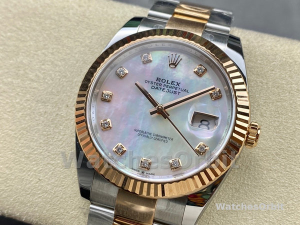 Rolex Datejust 41mm Steel and Yellow Gold 126333 0017 White Mop Diamond Oyster