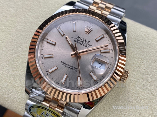 Rolex Datejust 41mm Two Tone Rose Gold Jubilee Band Sundust Index Dial 126331 0010