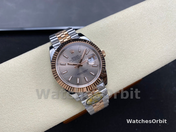 Rolex Datejust 41mm Two Tone Rose Gold Jubilee Band Sundust Index Dial 126331 0010