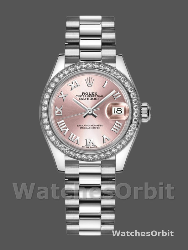 Rolex Datejust Diamond Bezel Pink Dial Roman Numerals hour markers 279136RBR 28mm Lady Replica Watch