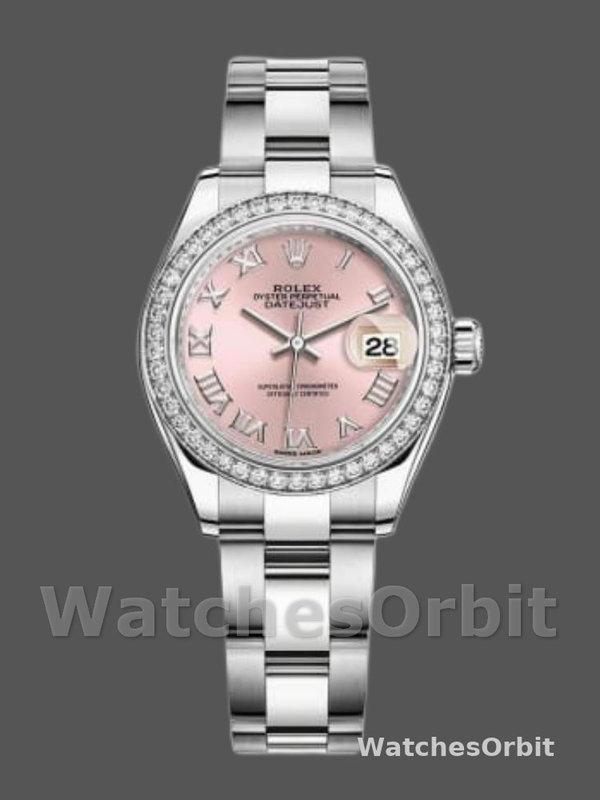 Rolex Datejust Diamond Bezel Pink Dial Roman Numerals hour markers 279136RBR 28mm Lady Replica Watch