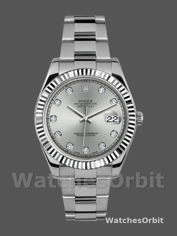 Rolex Datejust II 116334 Silver Diamond Dial 41mm Mens Replica Watch