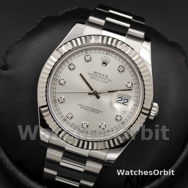 Rolex Datejust II 116334 Silver Diamond Dial 41mm Mens Replica Watch