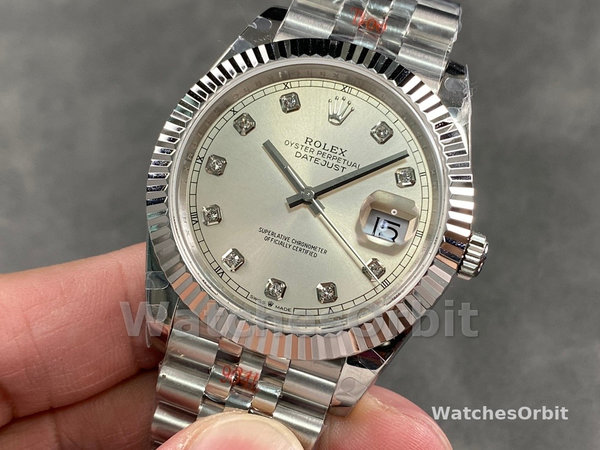 Rolex Datejust II 116334 Silver Diamond Dial 41mm Mens Replica Watch