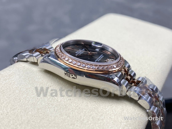 Rolex Datejust Lady 31 Rose Gold Steel Slate Roman Diamond VI Dial & Diamond Bezel Jubilee Bracelet 278381RBR