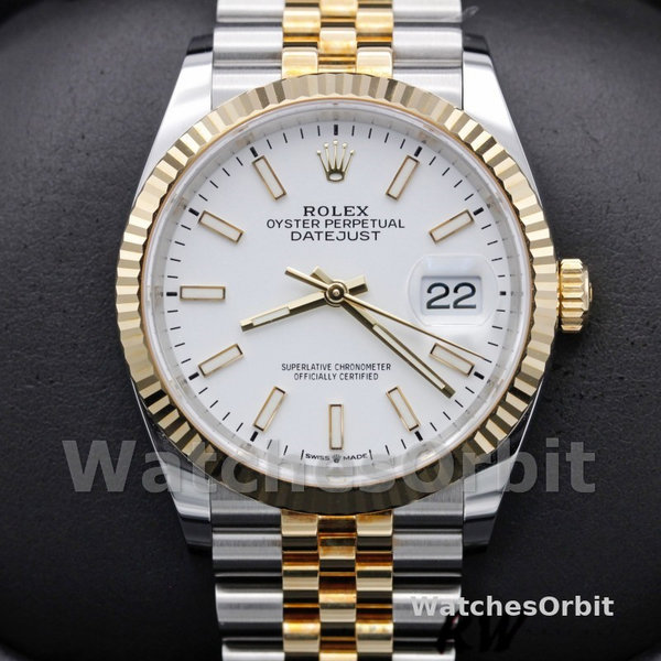 Rolex Datejust m126233 0019 White Index Dial Fluted Bezel 36MM Unisex Replica Watch