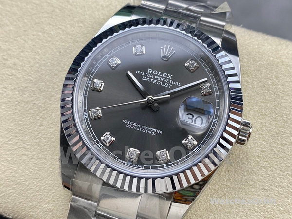 Rolex Datejust m126334 0005 Fluted Bezel Dark Rhodium Grey Dial 41MM Mens Replica Watch