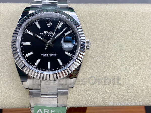 Rolex Datejust m126334 0017 Fluted Bezel Black Dial 41MM Mens Replica Watch