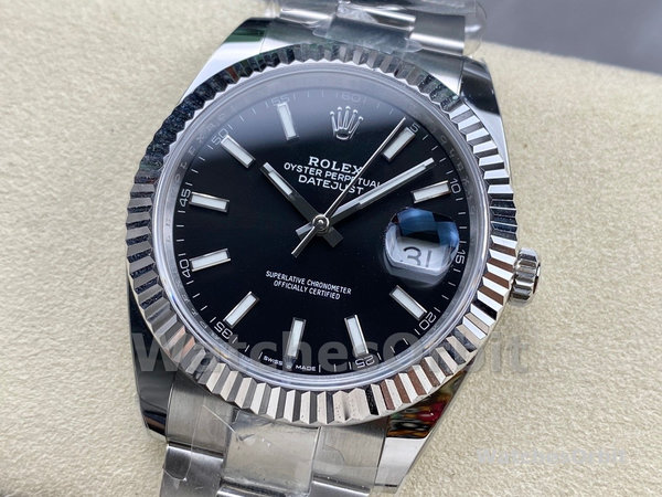 Rolex Datejust m126334 0017 Fluted Bezel Black Dial 41MM Mens Replica Watch