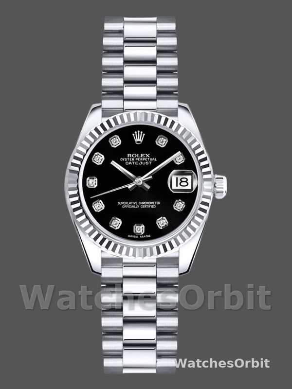 Rolex Datejust m178274 Black Diamond Dial Fluted Bezel 31MM Lady Replica Watch