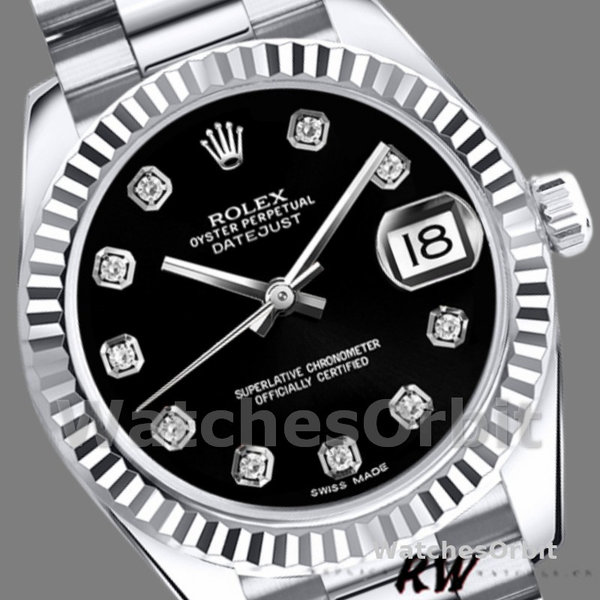 Rolex Datejust m178274 Black Diamond Dial Fluted Bezel 31MM Lady Replica Watch