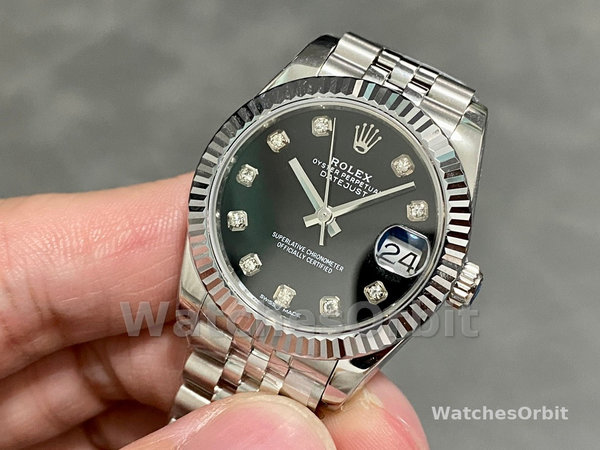 Rolex Datejust m178274 Black Diamond Dial Fluted Bezel 31MM Lady Replica Watch