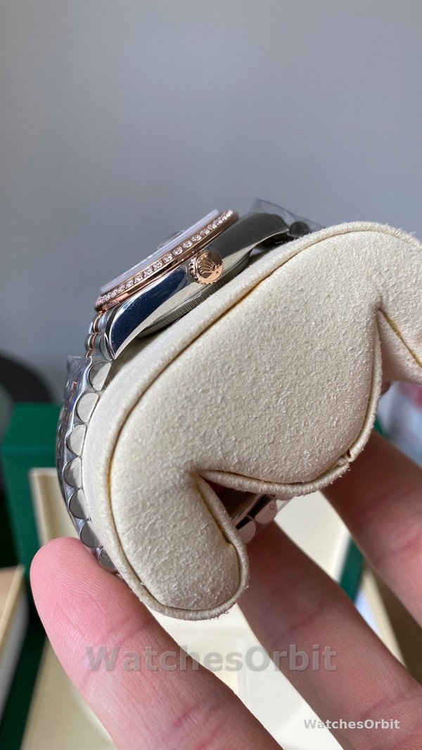 Rolex Datejust Olive Green Diamond Steel & Rose Gold 279381RBR 0007 Lady Watch