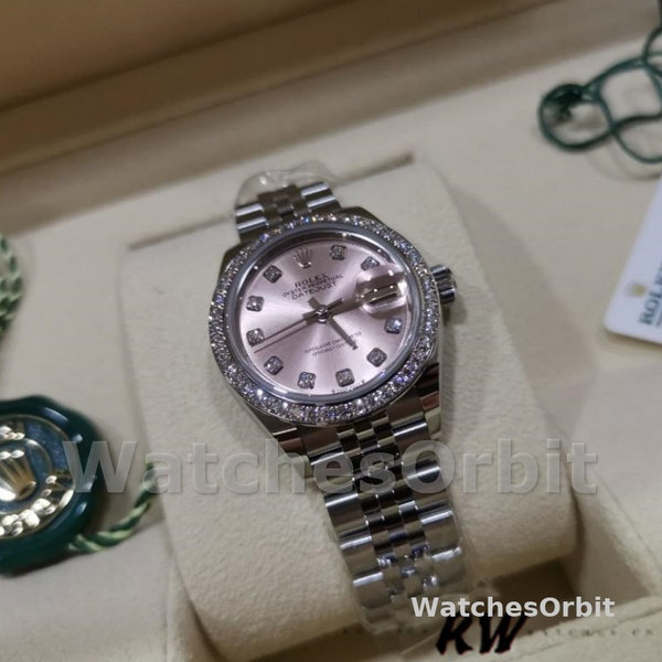 Rolex Datejust Steel White Gold Pink Dial m279384rbr 0003 28mm Lady Replica Watch