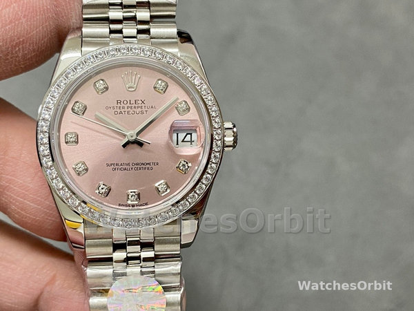 Rolex Datejust Steel White Gold Pink Dial m279384rbr 0003 28mm Lady Replica Watch