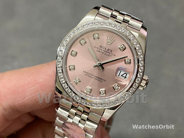 Rolex Datejust Steel White Gold Pink Dial m279384rbr 0003 28mm Lady Replica Watch