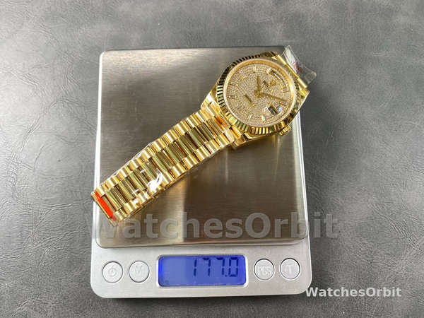 Rolex Day Date 40 Yellow Gold Pave Diamond Dial M228238 0054 Men's Watch