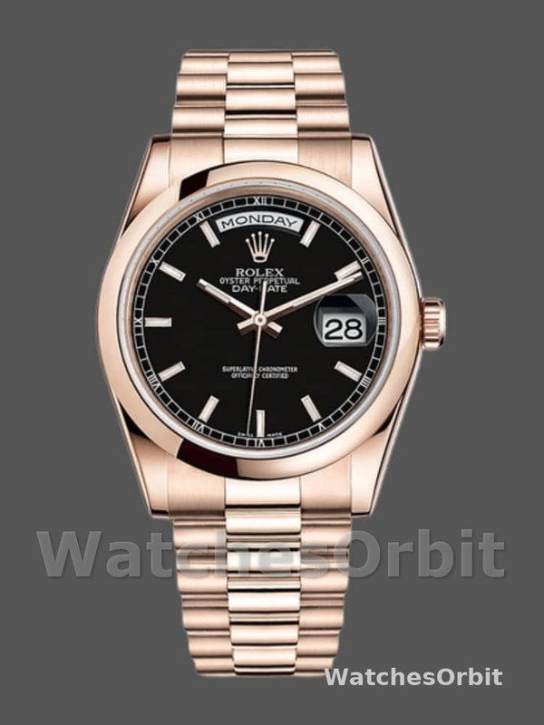 Rolex Day Date 118205 Black Dial 36mm Unisex Replica Watch
