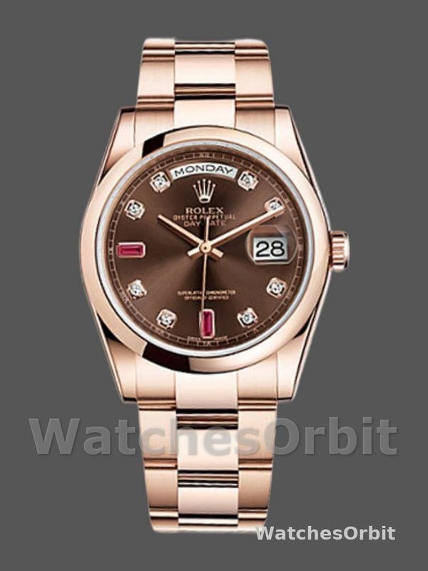 Rolex Day-Date 118205 Chocolate Brown Dial 36mm Unisex Replica Watch