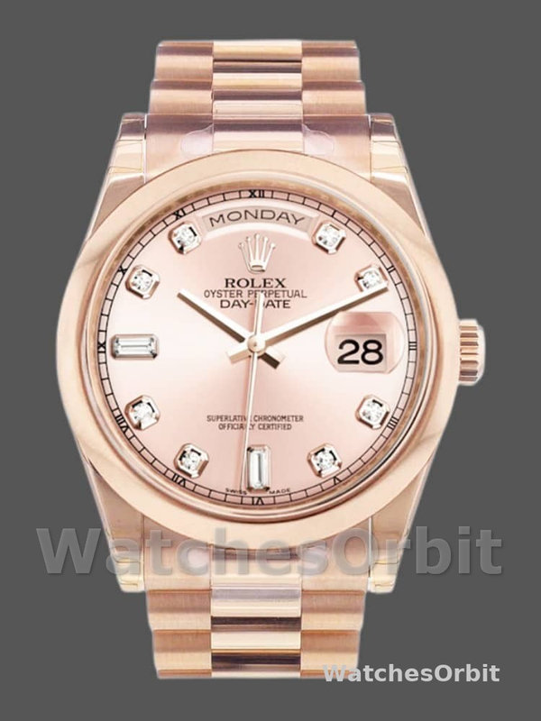 Rolex Day-Date 118205 Pink Diamond Dial 36mm Unisex Replica Watch