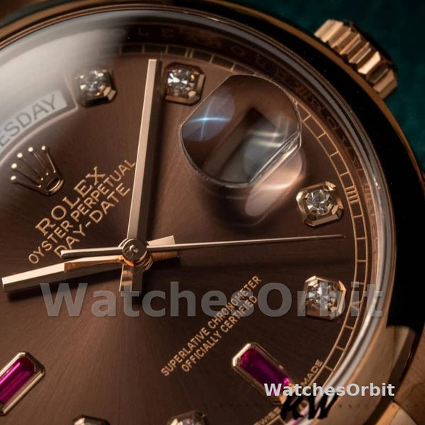 Rolex Day-Date 118205 Rose Gold Chocolate Brown Dial 36mm Unisex Replica Watch