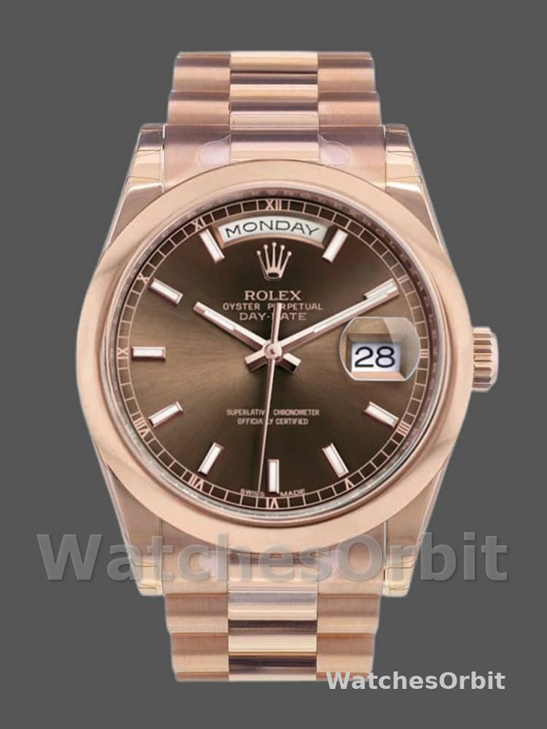 Rolex Day-Date 118205 Rose Gold Chocolate Dial 36mm Unisex Replica Watch