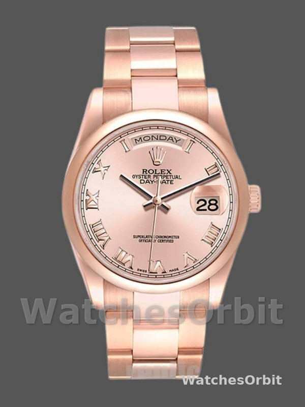 Rolex Day-Date 118205 Rose Gold Pink dial 36mm Unisex Replica Watch