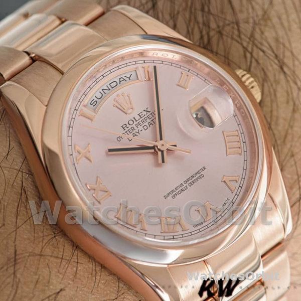 Rolex Day-Date 118205 Rose Gold Pink dial 36mm Unisex Replica Watch