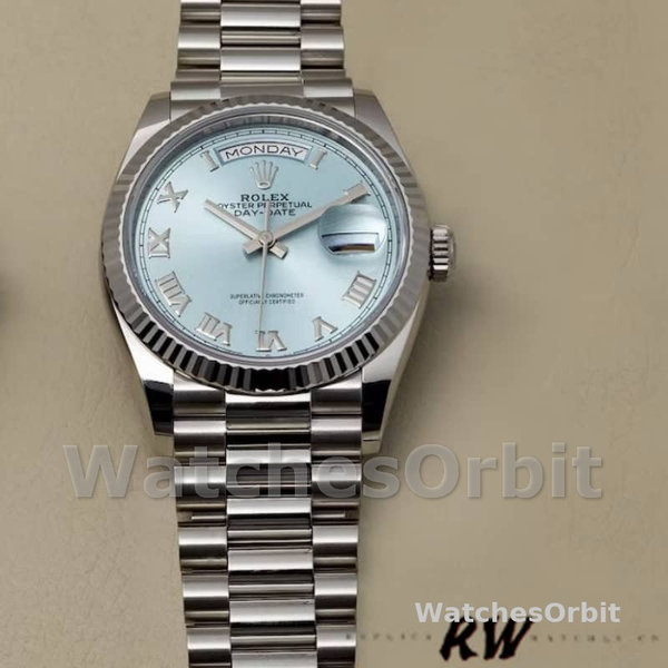 Rolex Day-Date 118206 Ice Blue Roman Numeral Dial 36mm Unisex Replica Watch