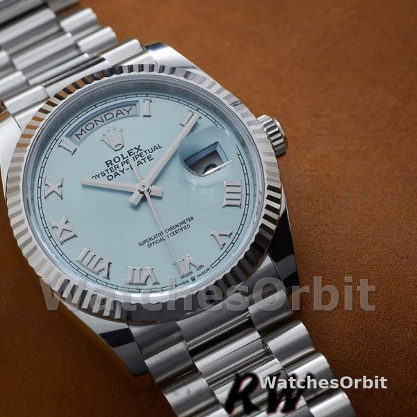Rolex Day-Date 118206 Ice Blue Roman Numeral Dial 36mm Unisex Replica Watch