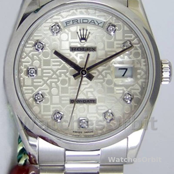 Rolex Day-Date 118206 Jubilee Silver Dial Diamonds 36mm Unisex Replica Watch