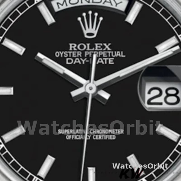Rolex Day Date 118206 Platinum Black Dial 36mm Unisex Replica Watch