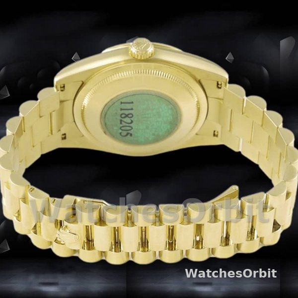 Rolex Day-Date 118208 Black Dial Automatic Yellow Gold 36mm Unisex Replica Watch