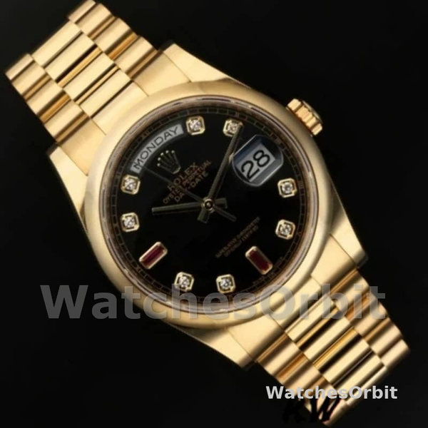 Rolex Day-Date 118208 Black Diamond Dial 36mm Unisex Replica Watch