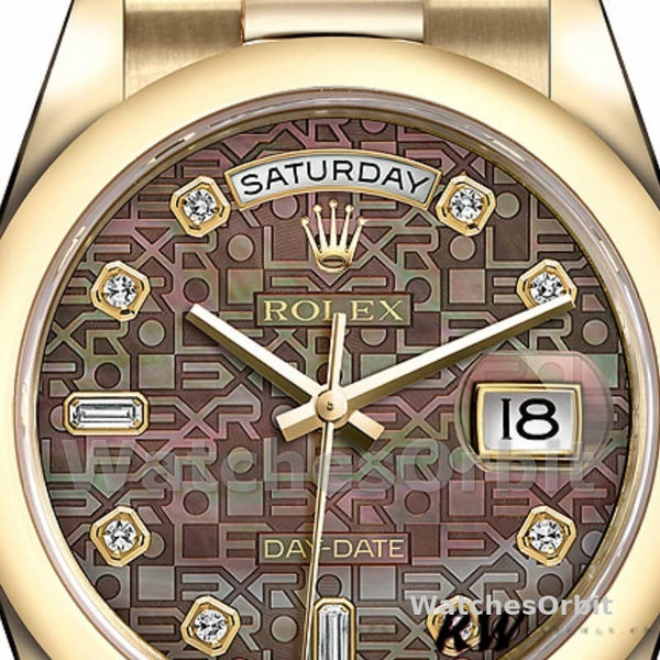 Rolex Day-Date 118208 Black MOP Diamond Dial 36mm Unisex Replica Watch