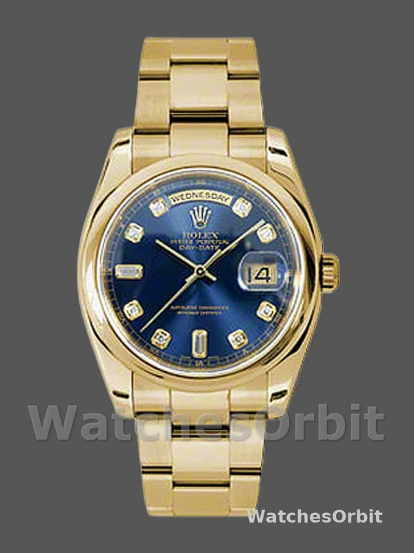 Rolex Day-Date 118208 Blue Diamond Dial 36mm Unisex Replica Watch