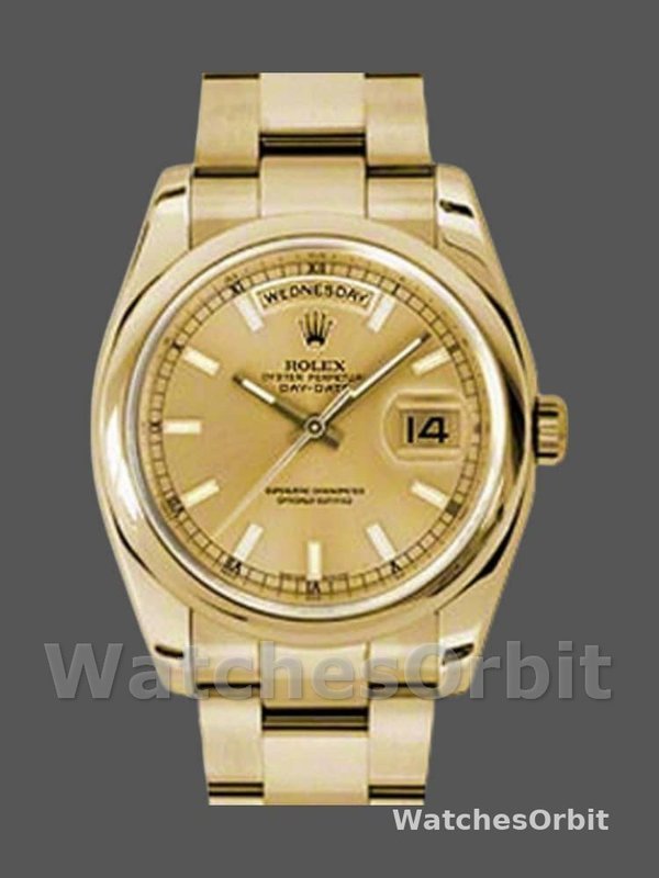 Rolex Day-Date 118208 Champagne Dial 36mm Unisex Replica Watch