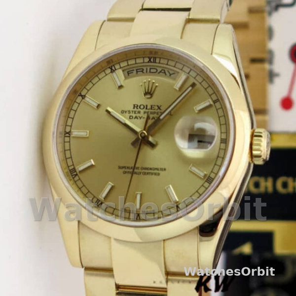 Rolex Day-Date 118208 Champagne Dial 36mm Unisex Replica Watch