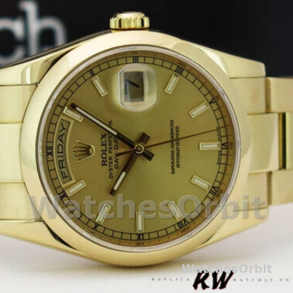 Rolex Day-Date 118208 Champagne Dial 36mm Unisex Replica Watch