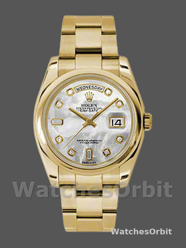 Rolex Day-Date 118208 Mother of Pearl Diamond Dial 36mm Unisex Replica Watch