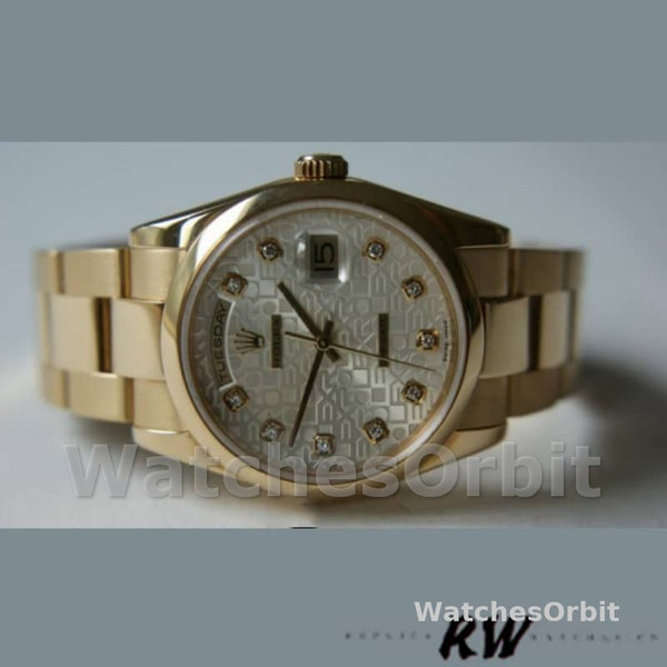 Rolex Day-Date 118208 Silver Diamond Jubilee Dial 36mm Unisex Replica Watch