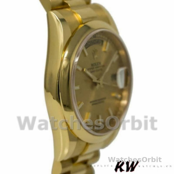Rolex Day-Date 118208 Yellow Gold Champagne Dial 36mm Unisex Replica Watch