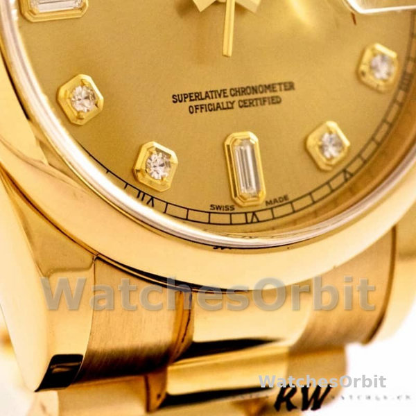 Rolex Day-Date 118208 Yellow Gold Champagne Diamond Dial 36mm Unisex Replica Watch