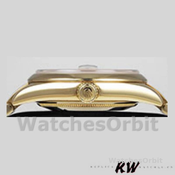 Rolex Day-Date 118208 Yellow Gold Roman Numeral Pyramid Ivory Dial 36mm Unisex Replica Watch