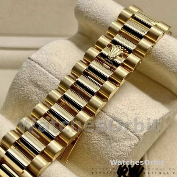 Rolex Day-Date 118208 Yellow Gold Roman Numeral Pyramid Ivory Dial 36mm Unisex Replica Watch