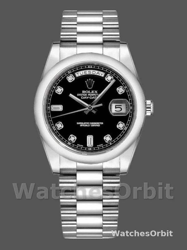 Rolex Day-Date 118209 Black dial white gold 36mm Unisex Replica Watch