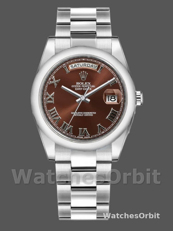 Rolex Day-Date 118209 Chocolate Brown Diamonds Dial 36mm Unisex Replica Watch