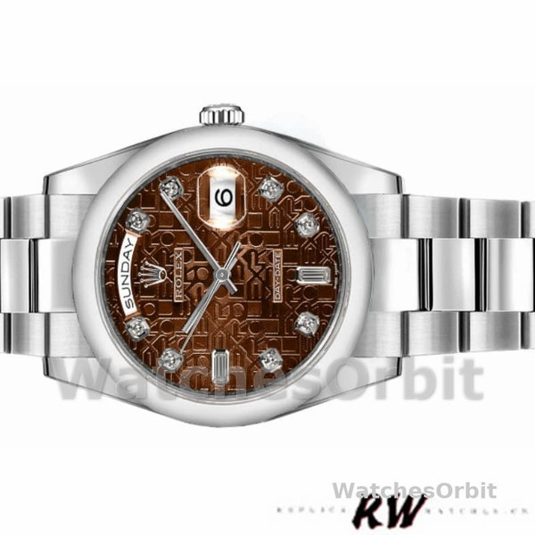 Rolex Day-Date 118209 Jubilee Chocolate Brown Diamonds Dial 36mm Unisex Replica Watch