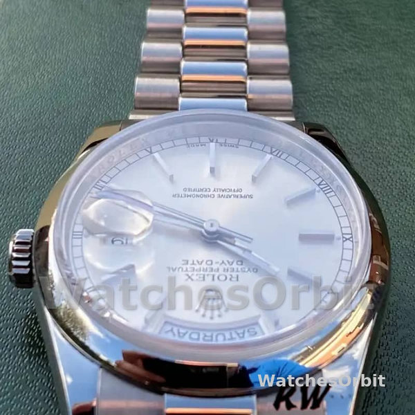 Rolex Day-Date 118209 Oyster Bracelet White Dial 36mm Unisex Replica Watch